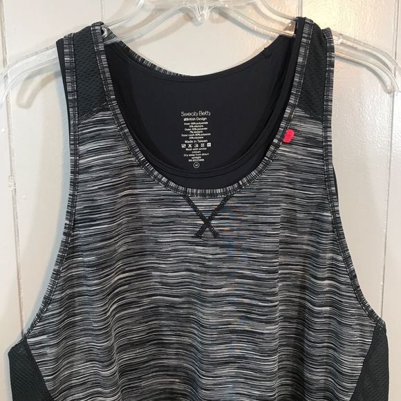 Sweaty Betty Black Space Dye Layered Active Racerback Sleeveless Tank Top XL - Picture 2 of 8